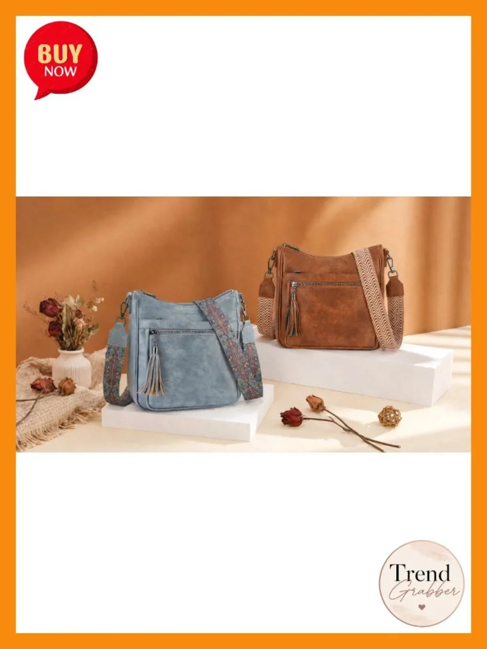 Vegan Leather Crossbody Bag with Tassel, Medium Hobo Shoulder Handbag,